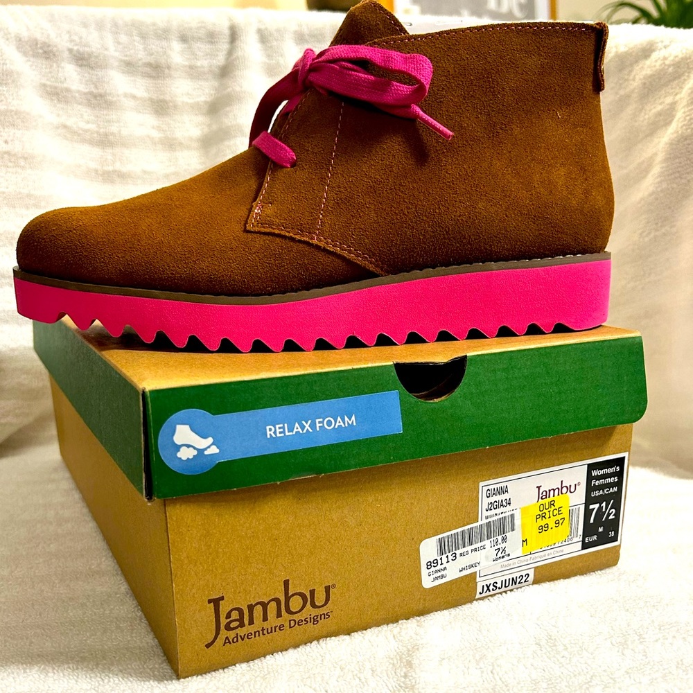 Jambu booties size 7 1/2 brown and pink